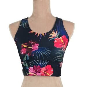 Colorado Threads Tropical Floral Longline Sports Bra Size Medium